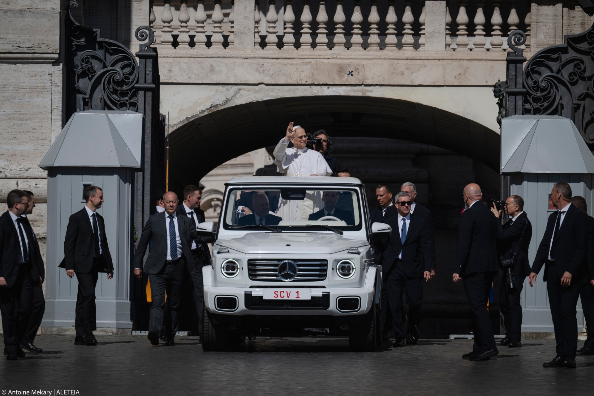 Pope Leo XIV during his weekly general audience at St Peter's Square at The Vatican, on May 28, 2025.
