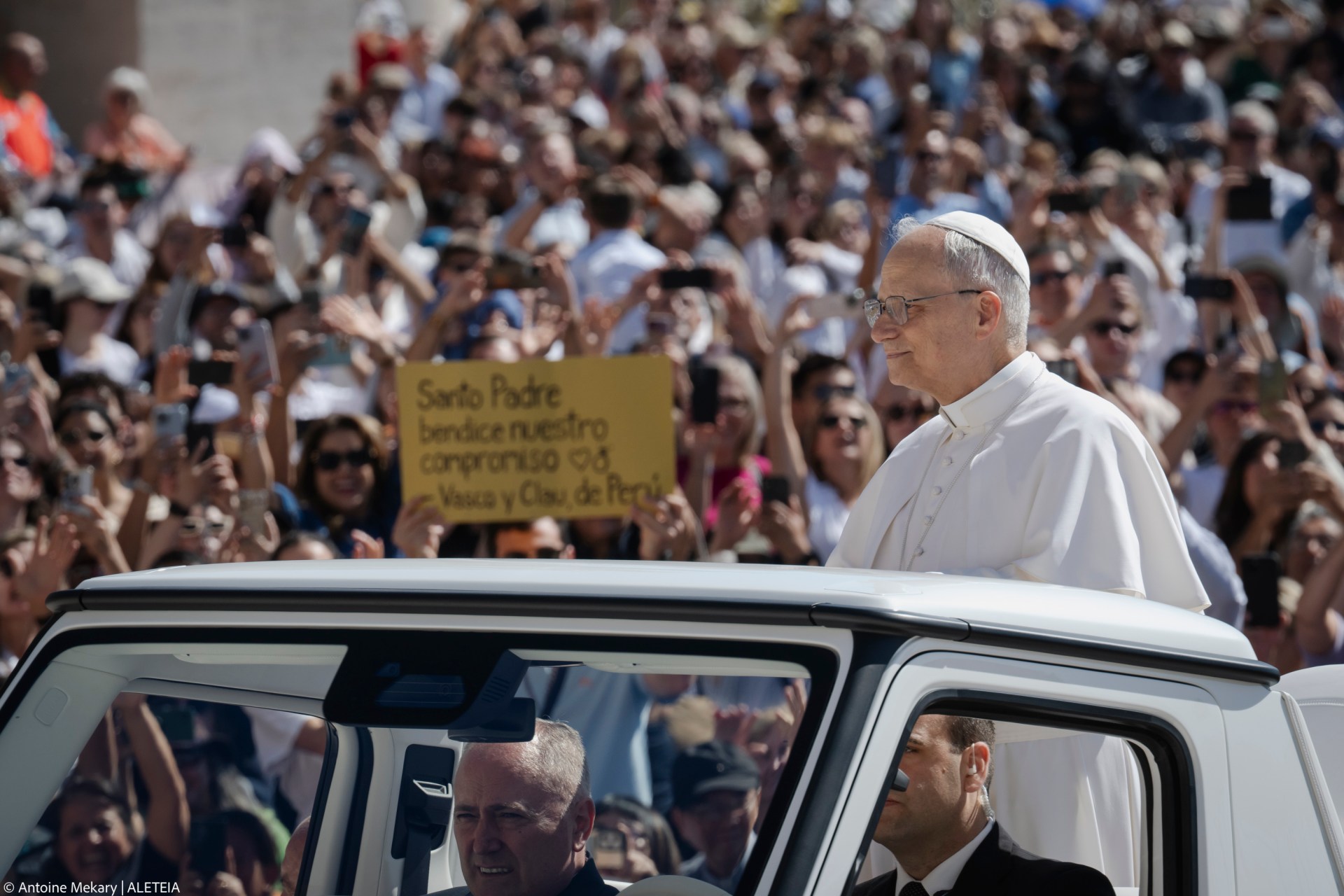 Pope Leo XIV during his weekly general audience at St Peter's Square at The Vatican, on May 28, 2025.