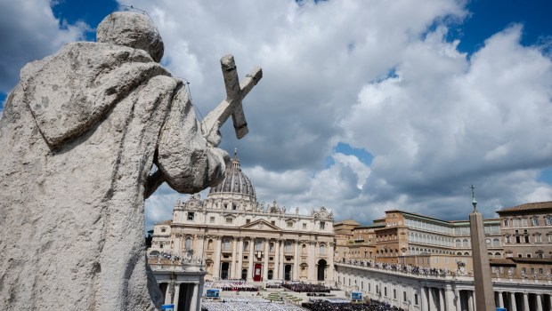 Pope Leo XIV leads a Holy Mass for the Beginning of his Pontificate, in St Peter's square in The Vatican on May 18, 2025.