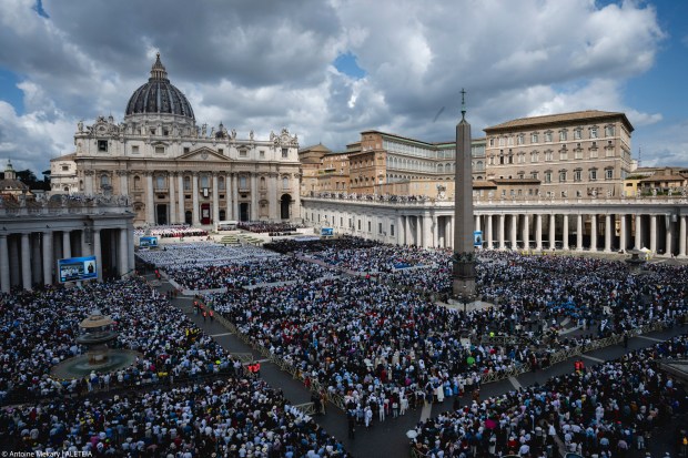 Pope Leo XIV leads a Holy Mass for the Beginning of his Pontificate, in St Peter's square in The Vatican on May 18, 2025.