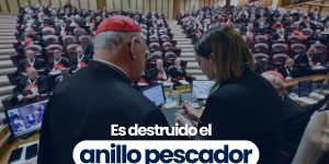 (VIDEO) El anillo del pescador del Papa Francisco oficialmente destruido