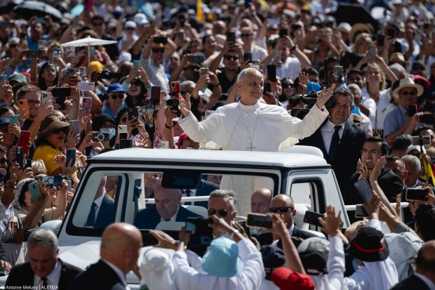 Pope Leo XIV during his weekly general audience in St. Peter's Square at the Vatican, on June 4, 2025.