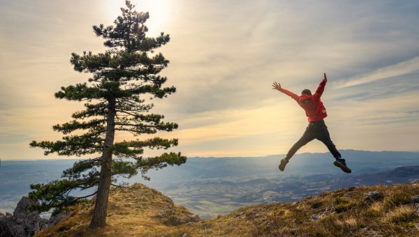 person jumping outside