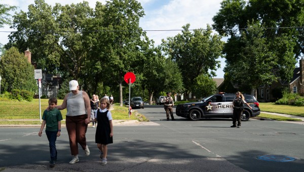 Two children with their mother