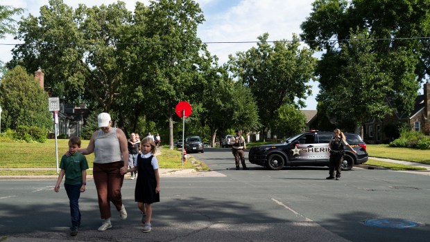 Two children with their mother