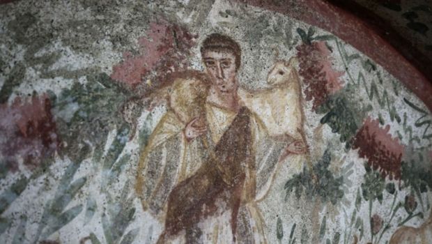 Fresque de Jésus en Bon Pasteur à Iznik (Turquie)