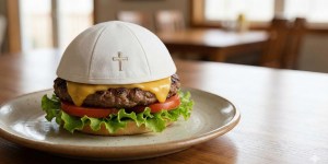 Cerca del Vaticano, los papas en el menú de una hamburguesería