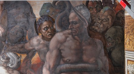 Dentro de las obras de restauración del Juicio Final en la Capilla Sixtina