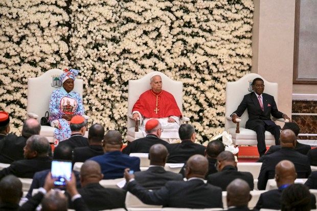 pope-leo-xiv-equatorial-guinea's-president-teodoro-obiang-nguema-mbasogo-presidential-palace-malabo-africa