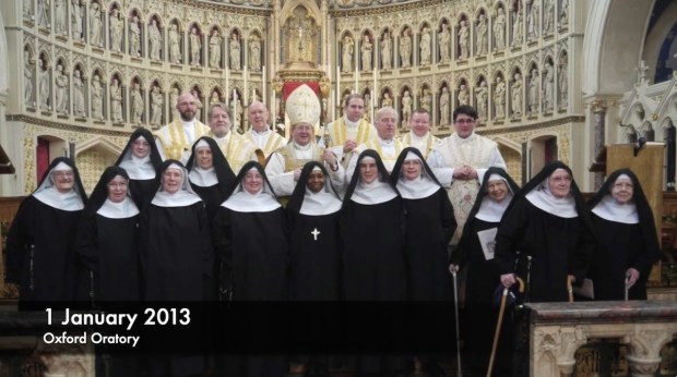 Group photo of the sisters being received into the Church on January 1, 2013, at the Oxford Oratory