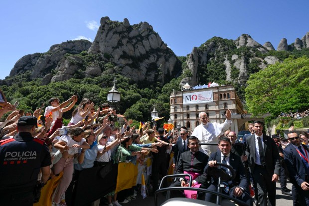 pope-leo-xiv-virgin-montserrat-abbey-our-lady-montserrat-barcelona-spain